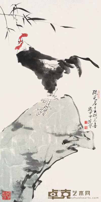 范曾 甲申（2004年）作 雄鸡 镜心 137.4×69cm